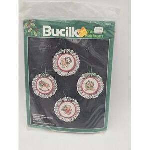 Vtg Bucilla "Gingerbread" Counted Cross Stitch Ornament Kit Set Of 4 Christmas